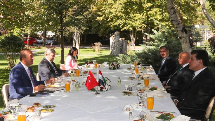 ANKARA, TURKEY - SEPTEMBER 4: Turkish Foreign Minister Mevlut Cavusoglu (L) meets Nechirvan Barzani, leader of Iraq's Kurdish Regional Government in Ankara, Turkey on September 04, 2020. ( Cem Özdel - Anadolu Agency )