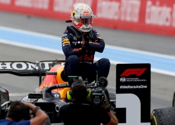 LE CASTELLET, FRANCE - JUNE 20: Race winner Max Verstappen of Netherlands and Red Bull Racing celebrates in parc ferme during the F1 Grand Prix of France at Circuit Paul Ricard on June 20, 2021 in Le Castellet, France. (Photo by Peter Fox/Getty Images)