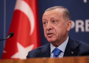 FILE PHOTO: Turkish President Tayyip Erdogan speaks during a joint news conference with Serbian President Aleksandar Vucic (not pictured) during a visit to Belgrade, Serbia September 7, 2022. REUTERS/Marko Djurica